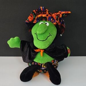 Animated Halloween Decor Green Witch Plush